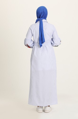 Hellblau Hijab Kleider 3017-01