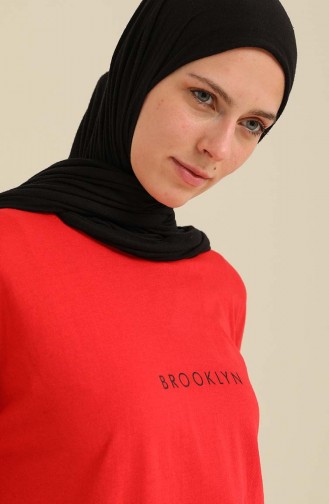 Baskılı Basic Tunik 2406-10 Kırmızı