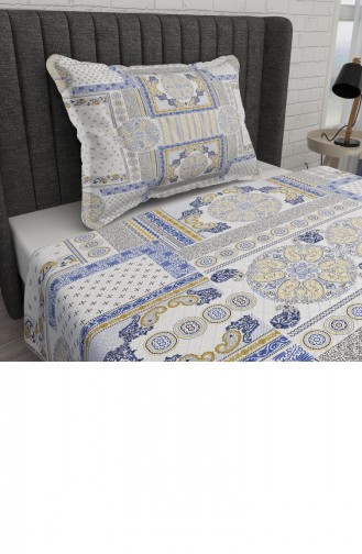 Monohome Tek Kişilik Pike Takımı Jakar Dokuma Pamuklu 3D Blue Patchwork