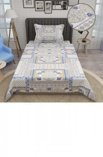 Monohome Tek Kişilik Pike Takımı Jakar Dokuma Pamuklu 3D Blue Patchwork