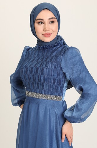 Indigo Hijab-Abendkleider 4950-03