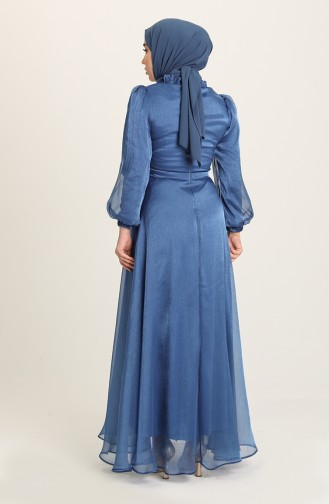 Indigo Hijab Evening Dress 4950-03