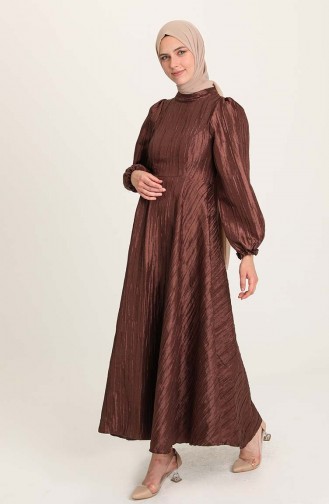 Brown Hijab Evening Dress 0221-02