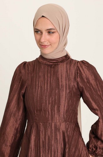 Brown Hijab Evening Dress 0221-02