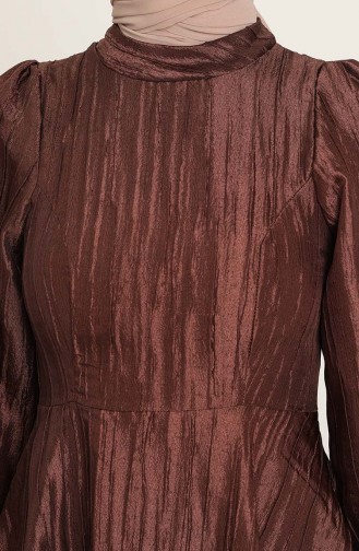 Brown Hijab Evening Dress 0221-02