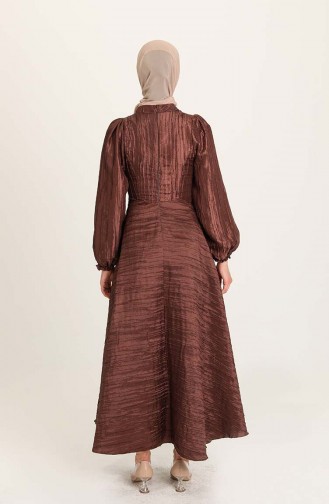 Brown Hijab Evening Dress 0221-02
