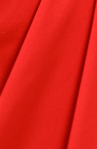 Red Hijab Evening Dress 3415-01