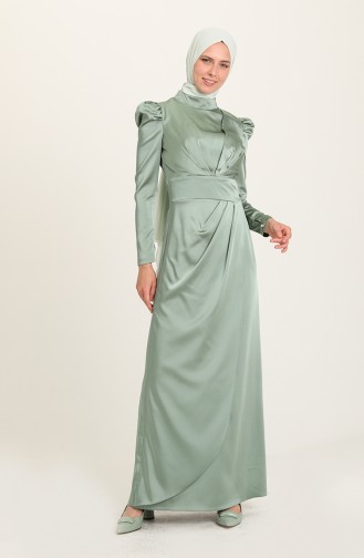 Unreife Mandelgrün Hijab-Abendkleider 3415-03