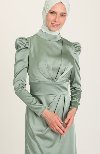 Green Almond Hijab Evening Dress 3415-03