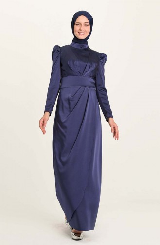 Dunkelblau Hijab-Abendkleider 3415-07
