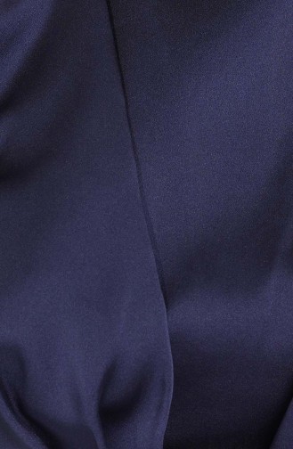 Navy Blue Hijab Evening Dress 3415-07