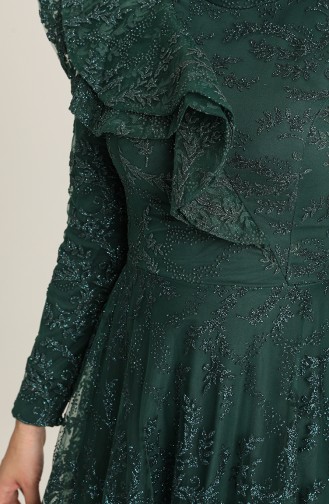 Emerald Green Hijab Evening Dress 3418-01