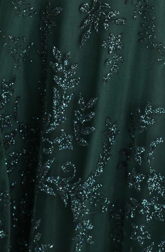 Emerald Green Hijab Evening Dress 3418-01