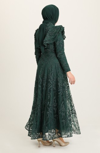 Emerald Green Hijab Evening Dress 3418-01