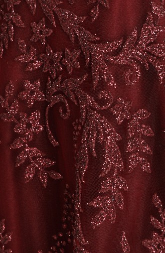 Claret Red Hijab Evening Dress 3418-02