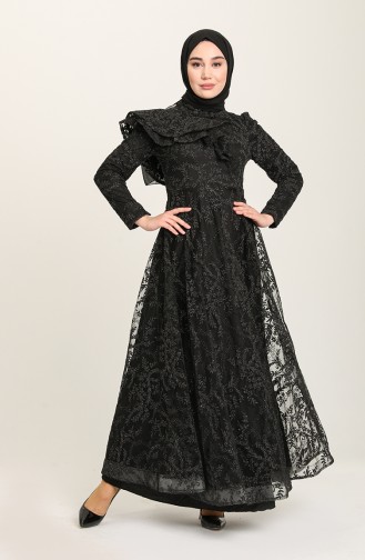 Schwarz Hijab-Abendkleider 3418-05