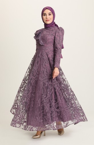 Violet Hijab Evening Dress 3418-06