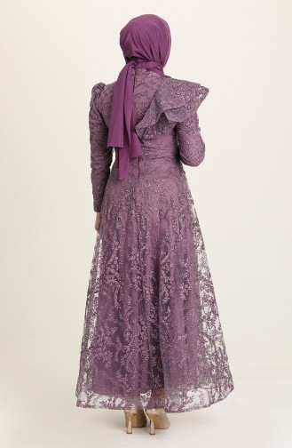 Violet Hijab Evening Dress 3418-06