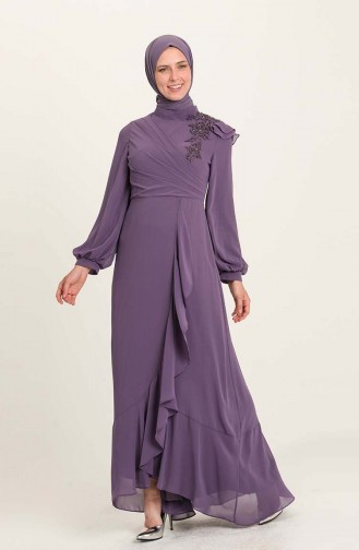 Violet Hijab Evening Dress 4927-05