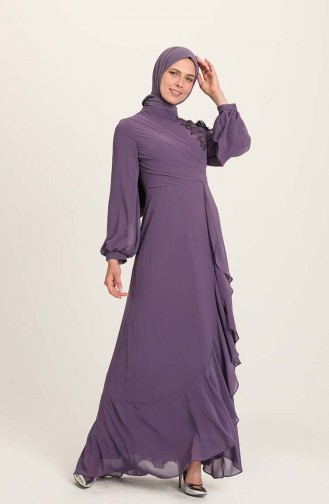 Violet Hijab Evening Dress 4927-05