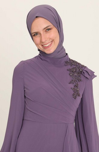 Violet Hijab Evening Dress 4927-05