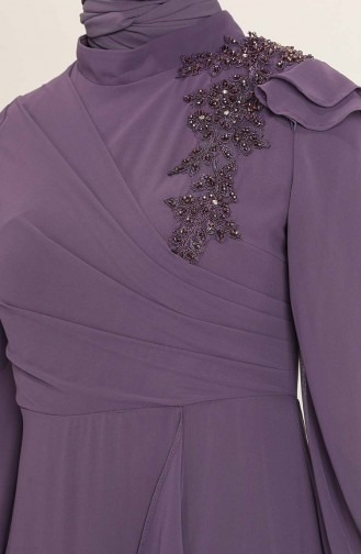 Violet Hijab Evening Dress 4927-05