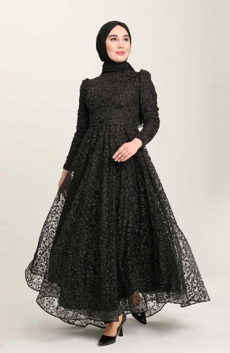 Schwarz Hijab-Abendkleider 4933-02