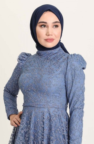 Indigo Hijab Evening Dress 4933-04