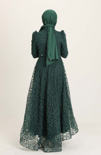 Emerald Green Hijab Evening Dress 4933-05