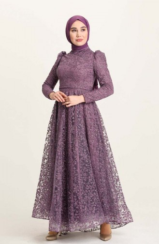 Violet Hijab Evening Dress 4933-06