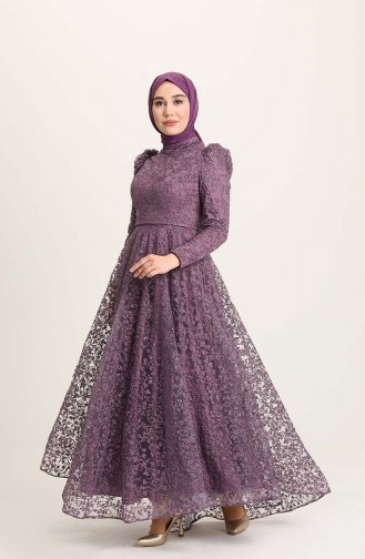 Violet Hijab Evening Dress 4933-06