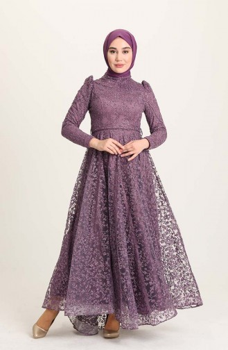 Violet Hijab Evening Dress 4933-06