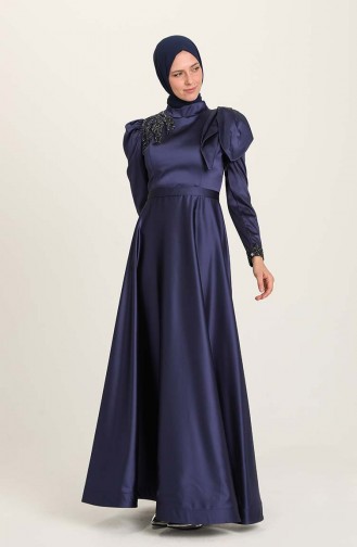 Dunkelblau Hijab-Abendkleider 4937-05