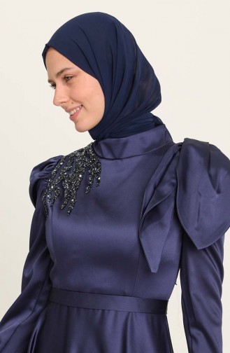 Dunkelblau Hijab-Abendkleider 4937-05