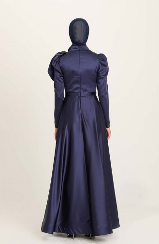 Navy Blue Hijab Evening Dress 4937-05