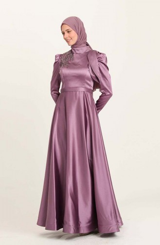 Violet Hijab Evening Dress 4937-07