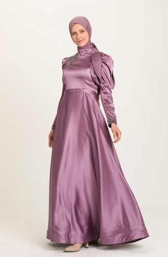 Violet Hijab Evening Dress 4937-07