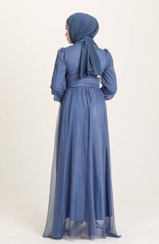 Indigo Hijab Evening Dress 4940-02