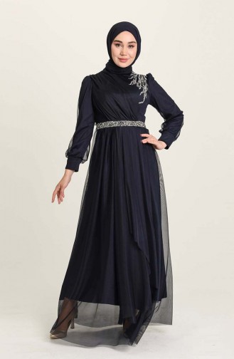 Dunkelblau Hijab-Abendkleider 4940-03