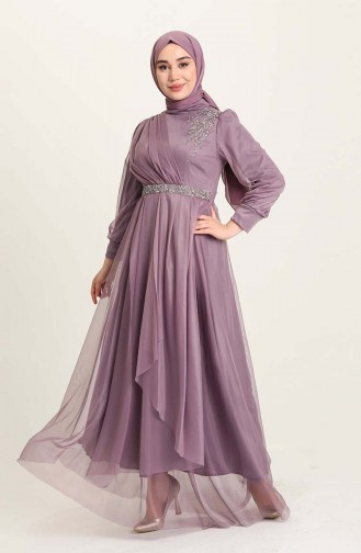 Violet Hijab Evening Dress 4940-04