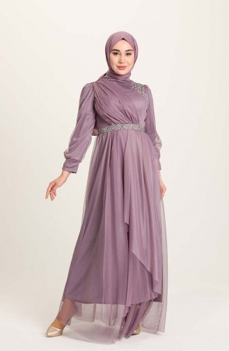 Violet Hijab Evening Dress 4940-04