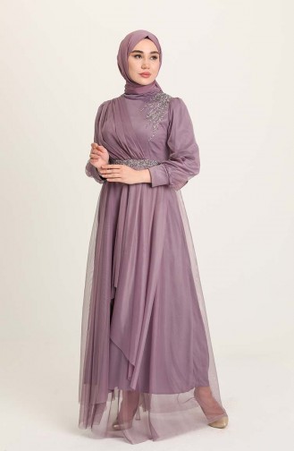 Violet Hijab Evening Dress 4940-04