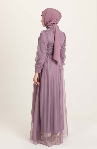 Violet Hijab Evening Dress 4940-04