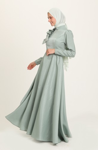 Green Almond Hijab Evening Dress 4942-01