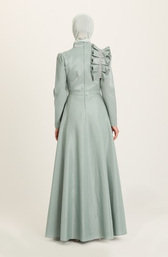Green Almond Hijab Evening Dress 4942-01