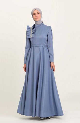 Indigo Hijab-Abendkleider 4942-02