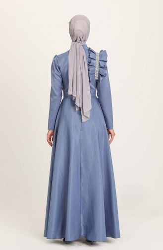 Indigo Hijab-Abendkleider 4942-02