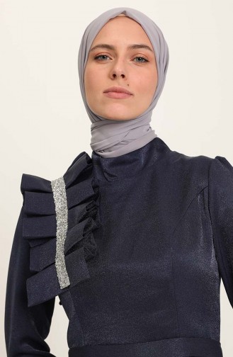 Dunkelblau Hijab-Abendkleider 4942-03