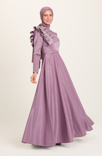 Violet Hijab Evening Dress 4942-05