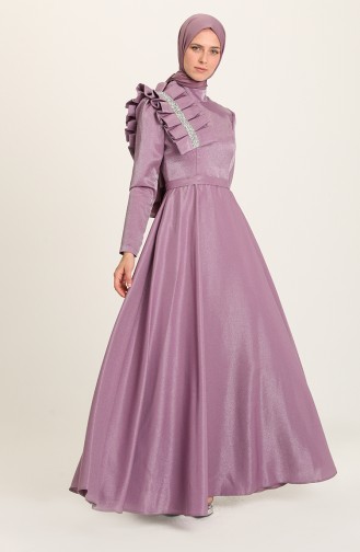 Violet Hijab Evening Dress 4942-05